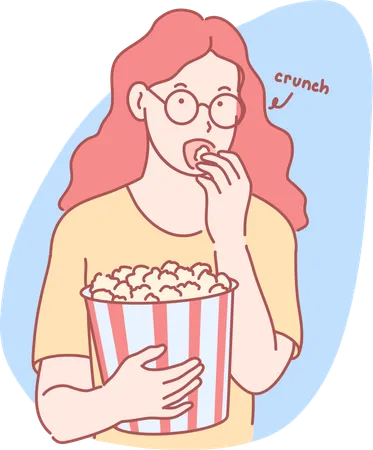 Girl eating popcorn  Illustration