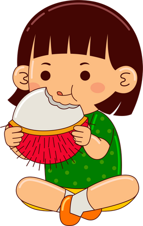 Girl Eating Rambutan  Illustration