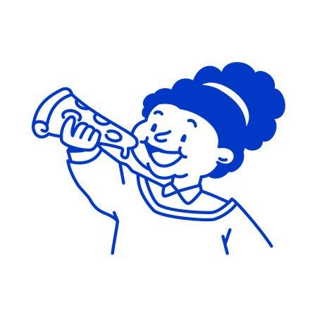 Girl Eating slice of pizza  Illustration