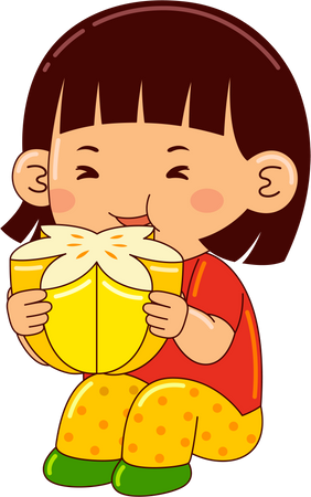 Girl Eating Star Fruit  Illustration