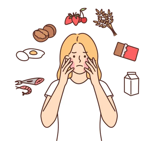 Girl eating unhealthy food  Illustration