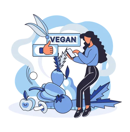 Girl eating vegan food  Illustration