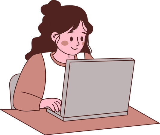 Girl Employee working remotely from home  Illustration