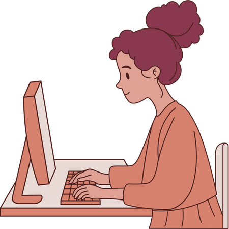 Girl Employee working remotely  Illustration