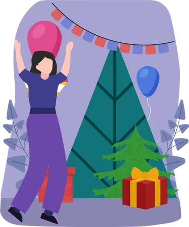 Girl enjoy christmas  Illustration