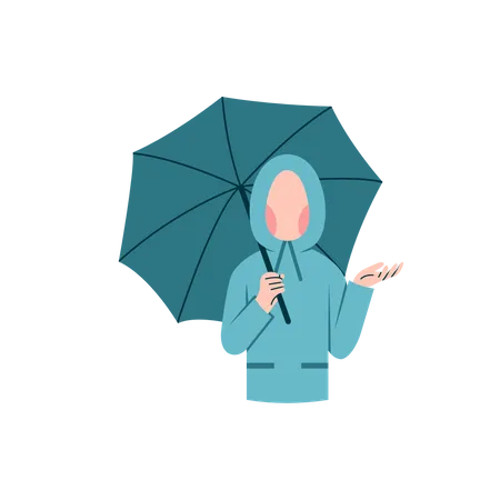 Girl enjoy rain during monsoon  Illustration