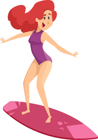 Girl enjoy surfing Illustration