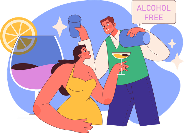 Girl enjoying alcohol free drink  Illustration