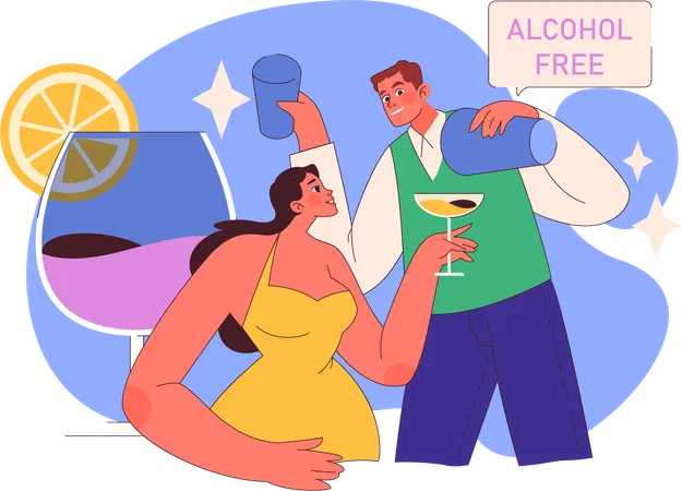 Girl enjoying alcohol free drink  Illustration