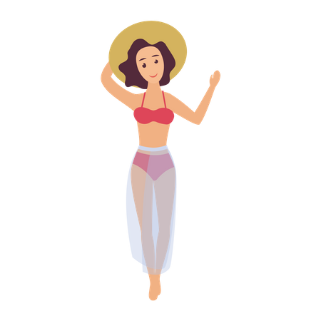 Girl enjoying at beach  Illustration