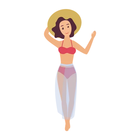 Girl enjoying at beach  Illustration