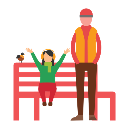 Girl enjoying at park with father  Illustration