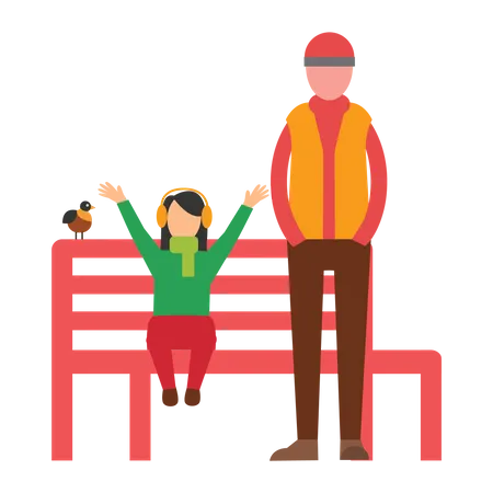 Girl enjoying at park with father  Illustration