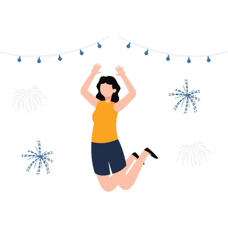 Girl enjoying at party  Illustration