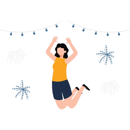 Girl enjoying at party  Illustration