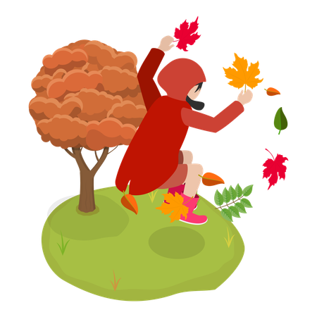 Girl enjoying Autumn Cozy Moments  Illustration