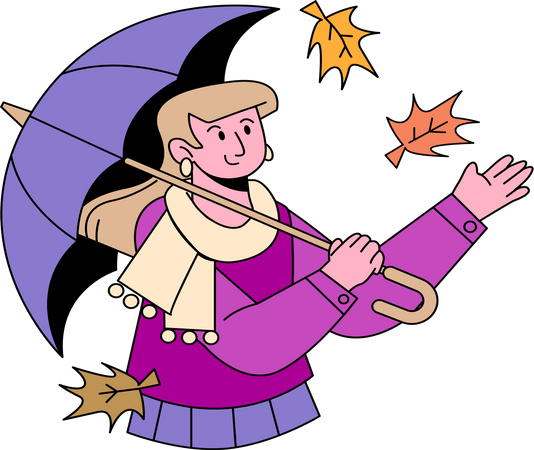 Girl enjoying autumn fall  Illustration