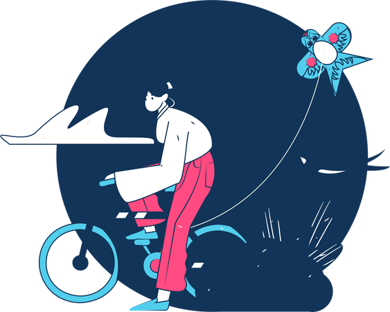 Girl enjoying cycle  Illustration