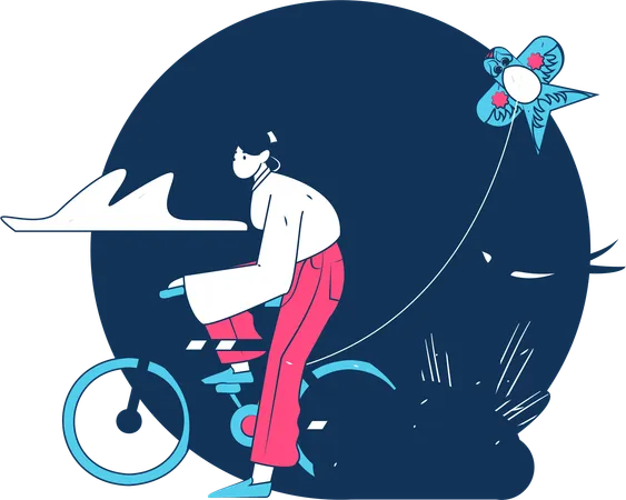 Girl enjoying cycle  Illustration