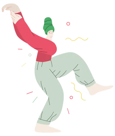 Girl enjoying dancing Illustration