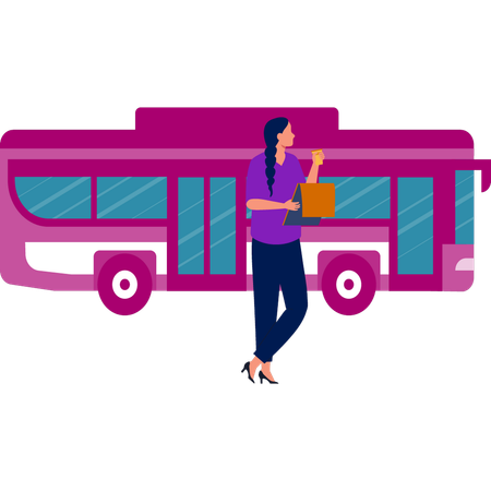 Girl enjoying drink on trip  Illustration