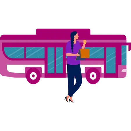 Girl enjoying drink on trip  Illustration