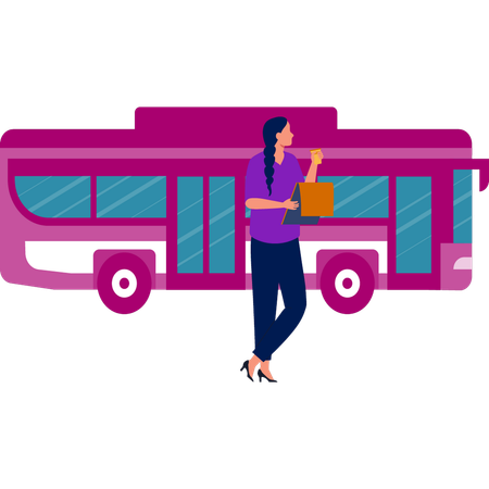Girl enjoying drink on trip  Illustration