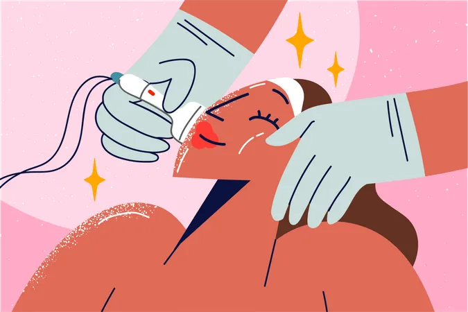 Girl enjoying face massage  Illustration