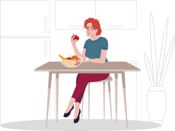 Girl enjoying fresh fruits Illustration