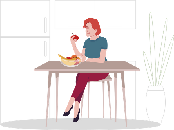 Girl enjoying fresh fruits  Illustration