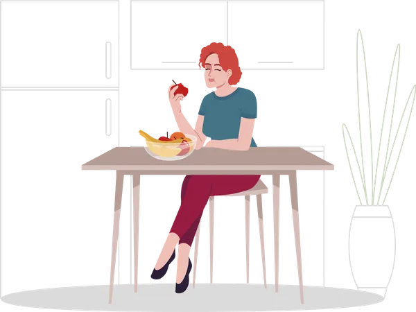 Girl enjoying fresh fruits  Illustration