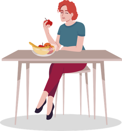 Girl enjoying fresh fruits  Illustration