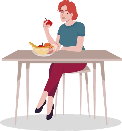 Girl enjoying fresh fruits  Illustration