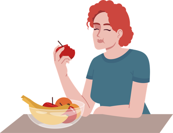 Girl enjoying fresh fruits  Illustration