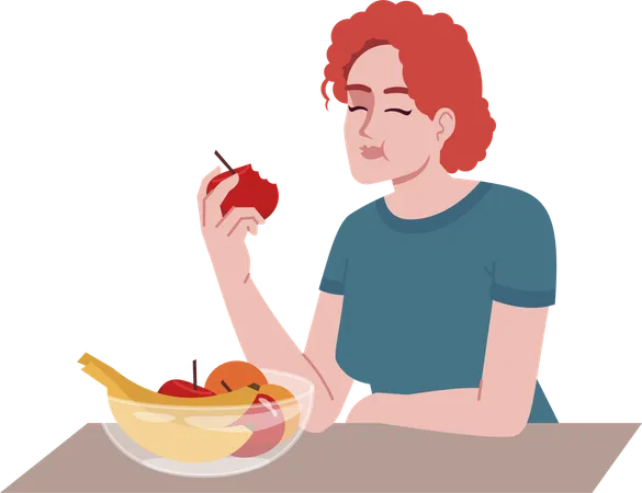 Girl enjoying fresh fruits  Illustration