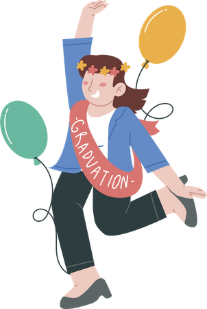 Girl enjoying Graduation Party  Illustration