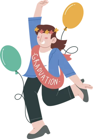 Girl enjoying Graduation Party  Illustration