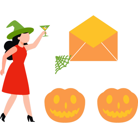 Girl enjoying Halloween party  Illustration