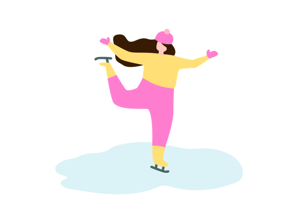 Girl enjoying Ice Skating  Illustration