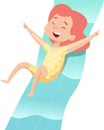 Girl enjoying in Aquapark Illustration