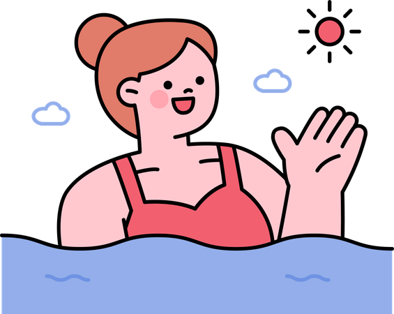 Girl enjoying in swimming pool in summer  Illustration