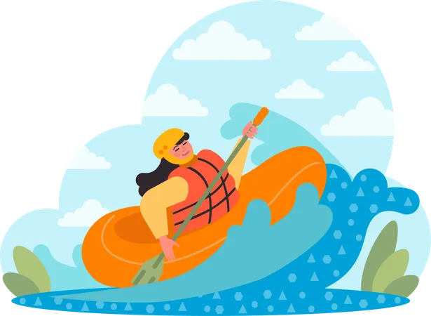 Girl enjoying kayak  Illustration