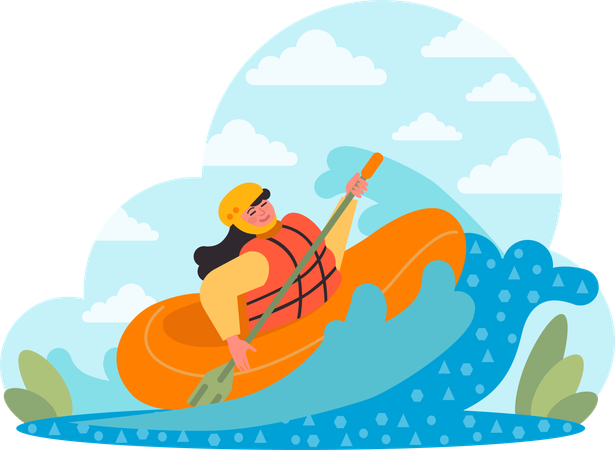 Girl enjoying kayak  Illustration