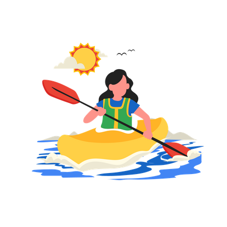 Girl enjoying kayak  Illustration