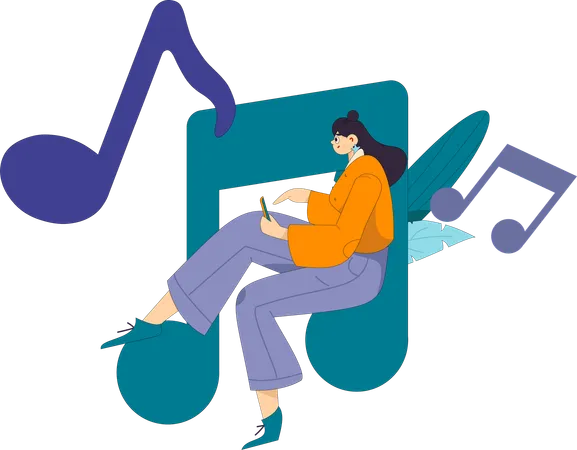 Girl enjoying music  Illustration