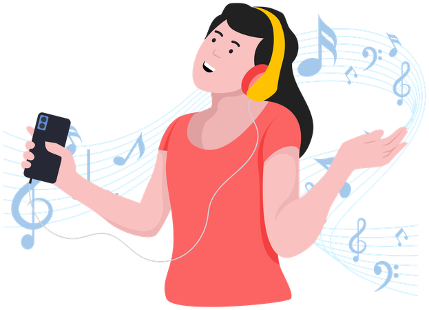 Girl enjoying music  Illustration