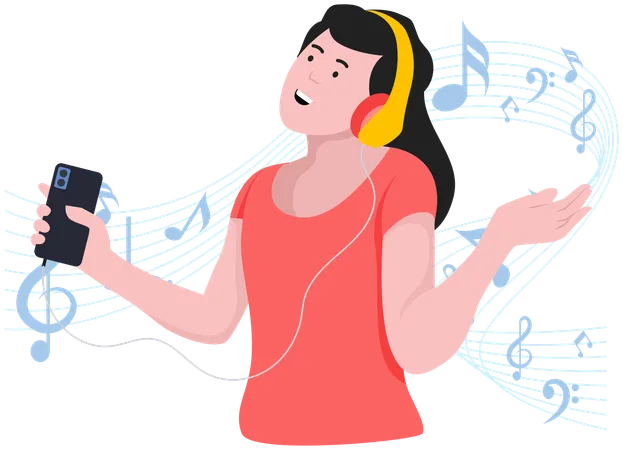 Girl enjoying music  Illustration