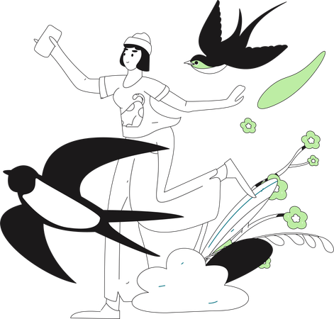 Girl enjoying outdoor  Illustration