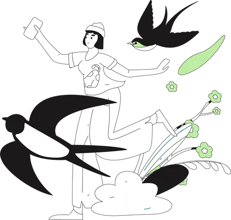 Girl enjoying outdoor  Illustration