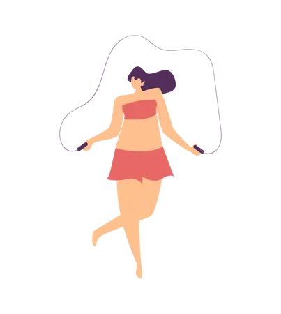 Girl enjoying rope jumping  Illustration